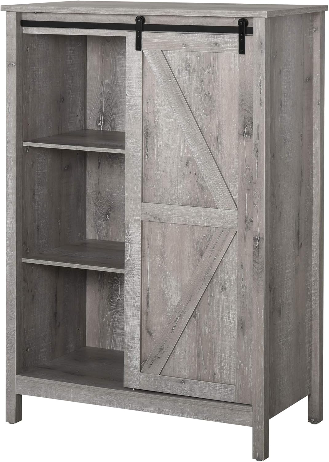 Antique Grey 3-Tier Storage Cabinet with Barn Door S972715