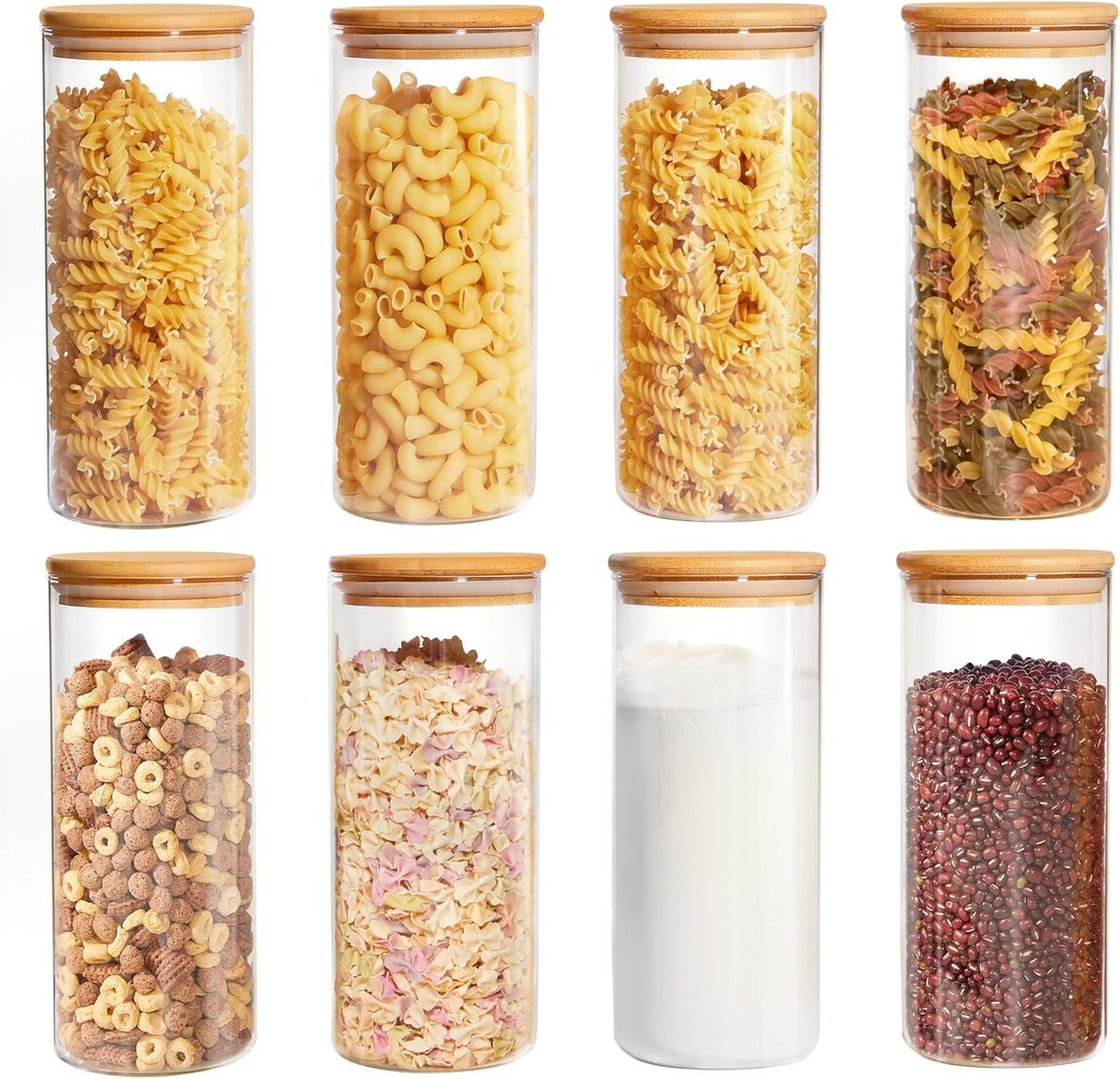 8 Pack 30oz Glass Food Storage Jars with Airtight Bamboo Wooden Lids O679
