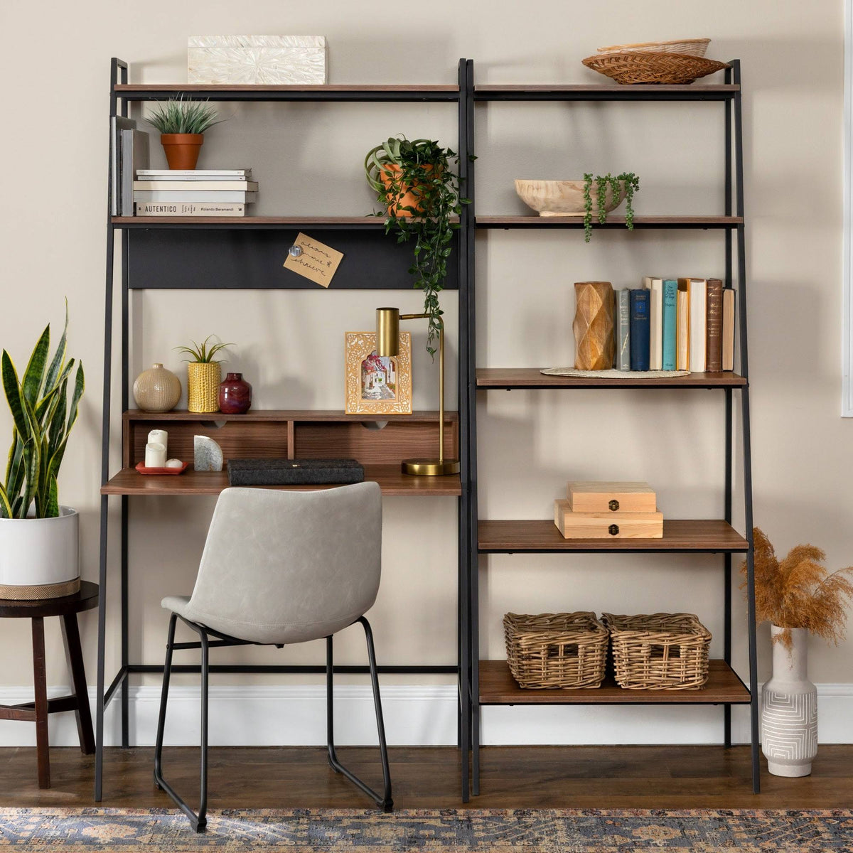 2-Piece Desk and Ladder Shelf Set C74254