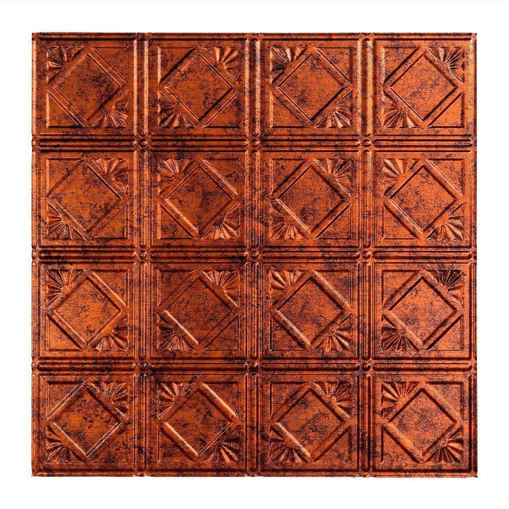 4 Decorative Vinyl 2ft x 2ft Lay in Ceiling Tile in Moonstone Copper (5 Pack) P49227