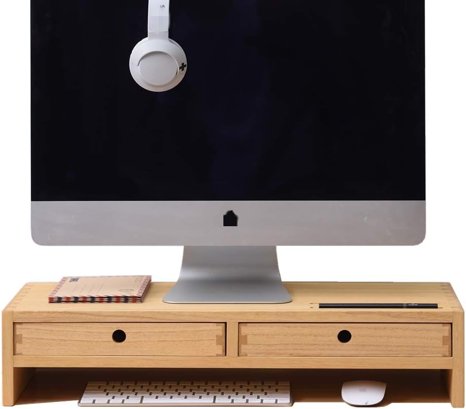 Wood Monitor Stand with 2 Drawers K9365