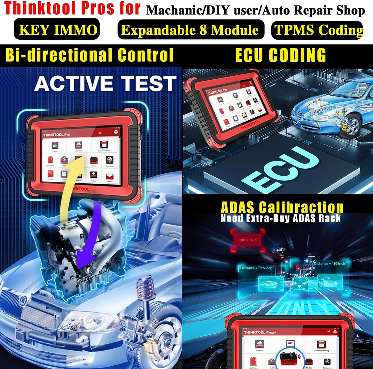 Bi-Directional Scanner Full Systems Diagnostic Scan Tool, 31+ Reset Functions, Key Matching, ECU Coding, ADAS Calibration, 2 Years Update D41940