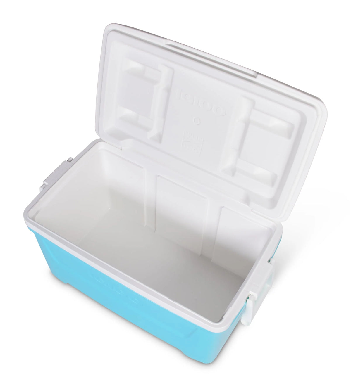 48 QT Hard-Sided Ice Chest Cooler, Aqua Blue and White X790551