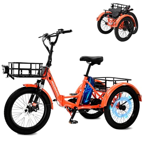 Electric Tricycle, Aluminum 20" E-Trike, 500W 48V 14.5Ah Lithium Battery, Front Suspension 3 Wheels Ebike, Front Basket X237