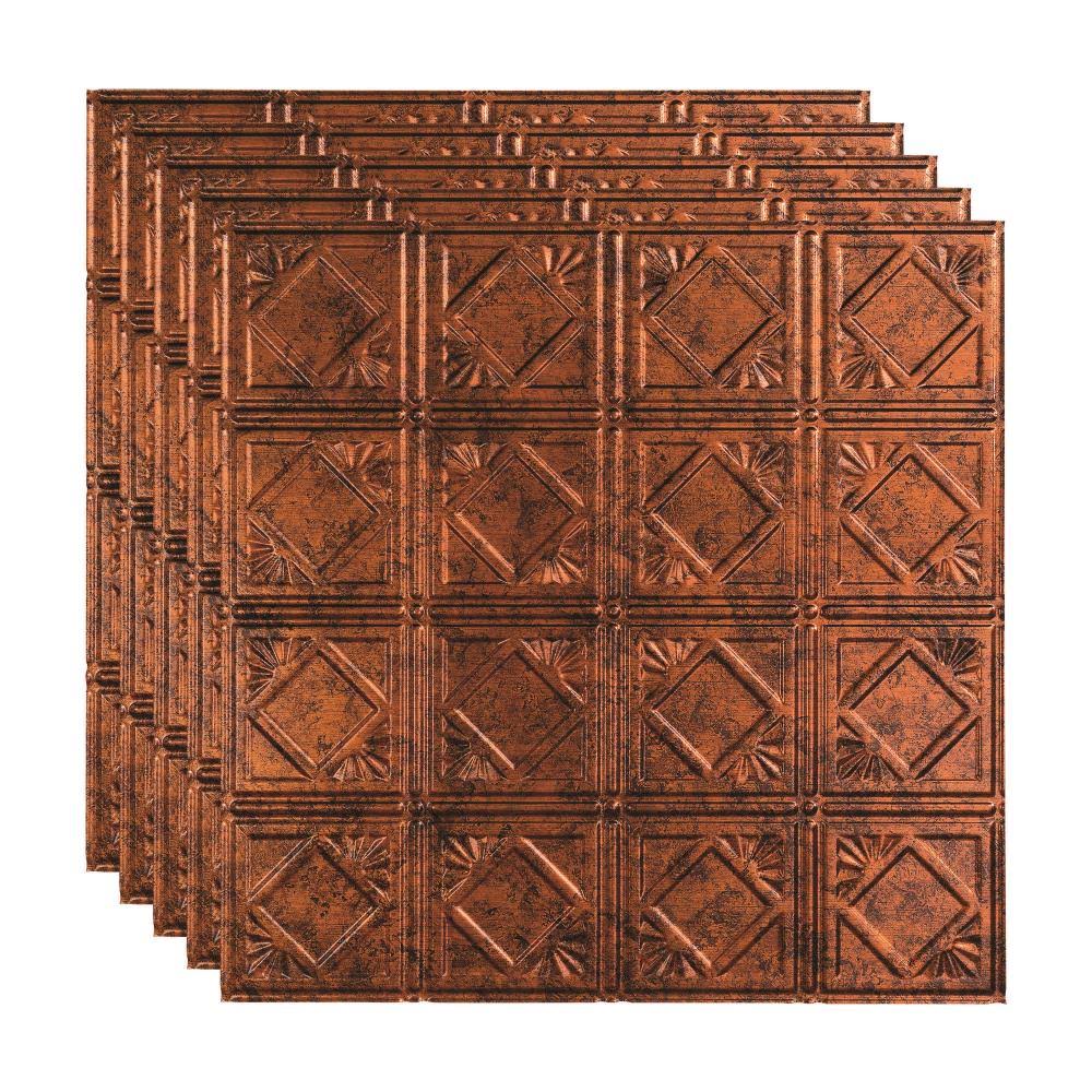 4 Decorative Vinyl 2ft x 2ft Lay in Ceiling Tile in Moonstone Copper (5 Pack) P49227