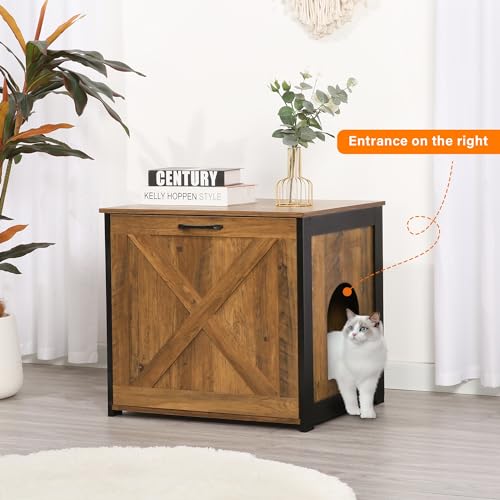 Dark Gray Cat Litter Box Enclosure Cabinet O953028