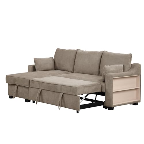 90" L-Shaped Sleeper Sofa with Storage Chaise T266