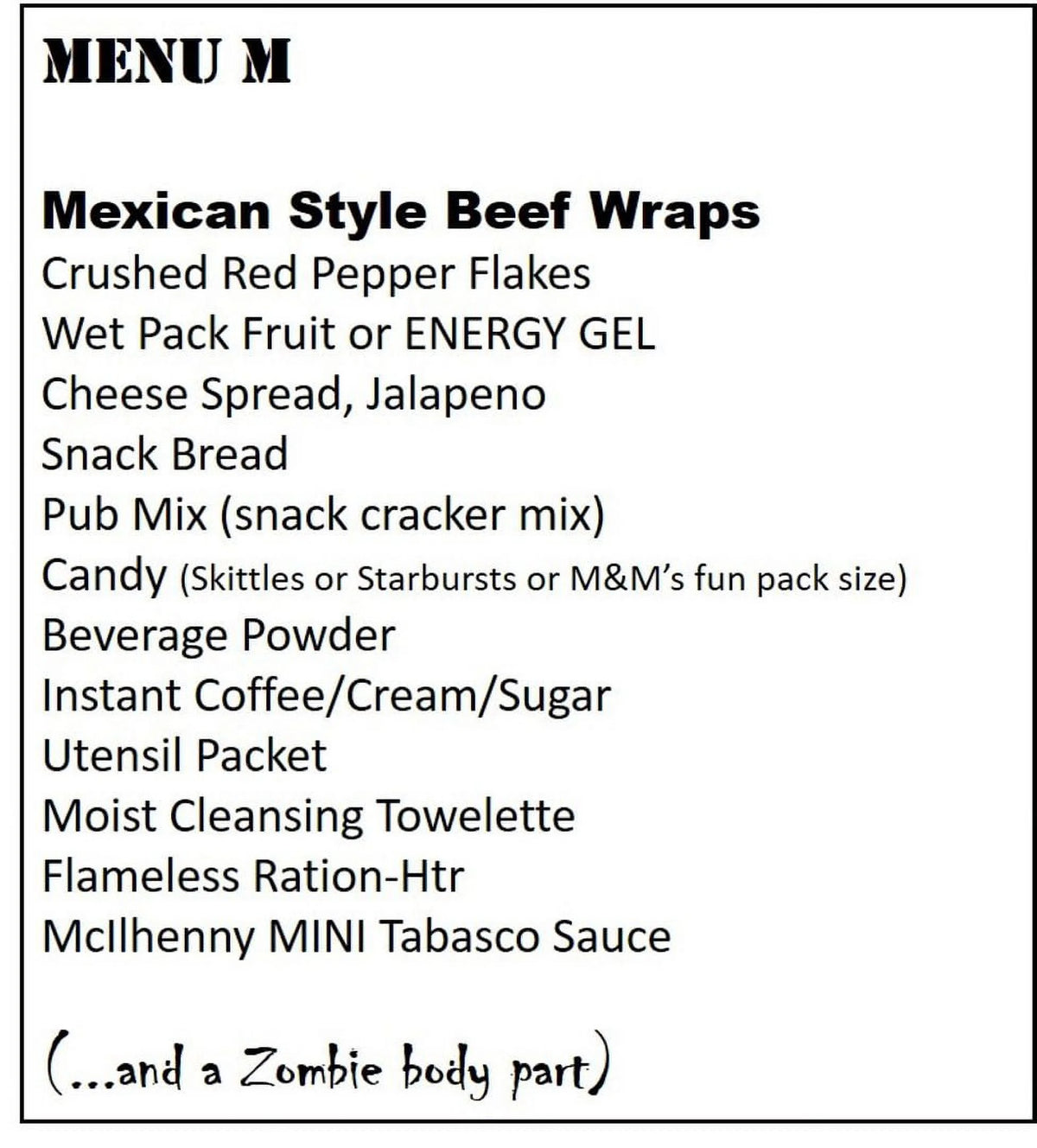 Mexican Beef Wraps MRE (Meal Ready to Eat) M498