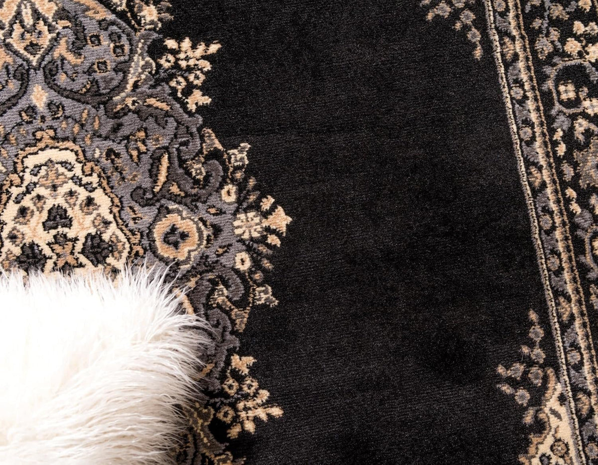 8 Ft Round Black Rug X924