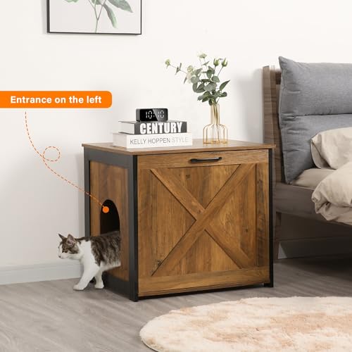 Dark Gray Cat Litter Box Enclosure Cabinet O953028