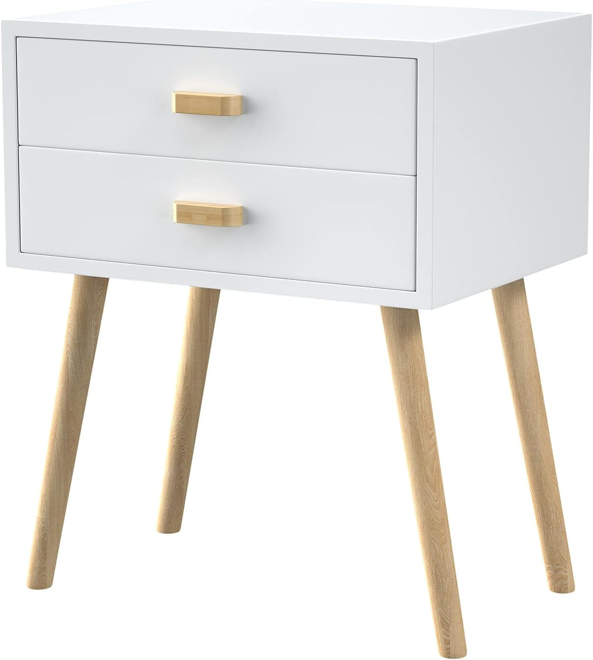 White 2 Drawer Wood Nightstand H974