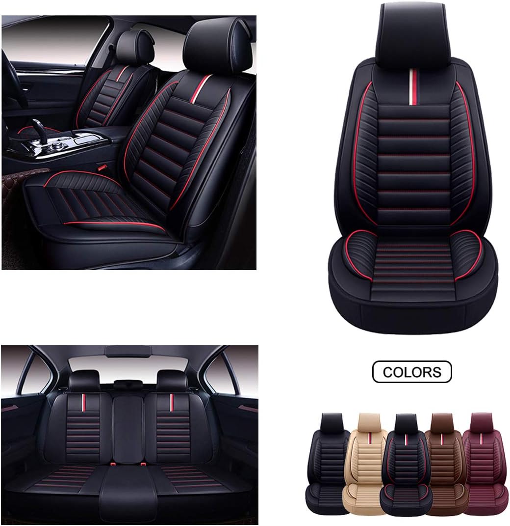Brown Faux Leatherette Car Seat Covers Set N717780