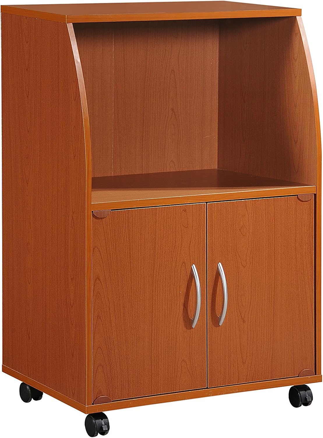 Cherry Microwave Cart with Two Doors and Shelf F959361