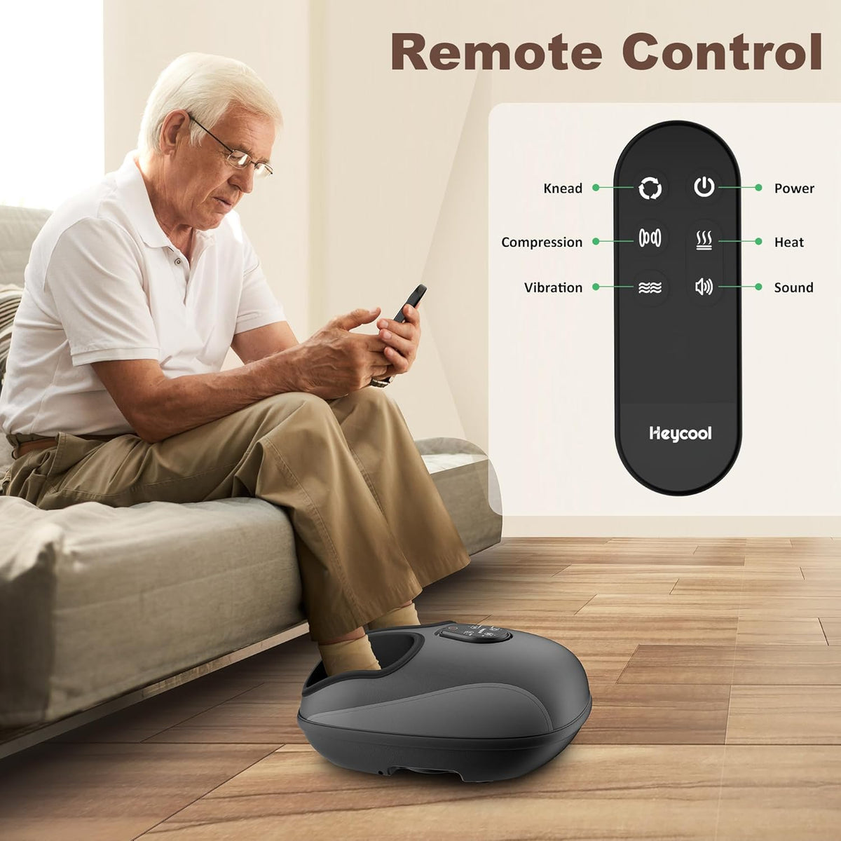 Electric Foot Massager with Heat, Deep Kneading, Compression, Vibration, Remote Control V226
