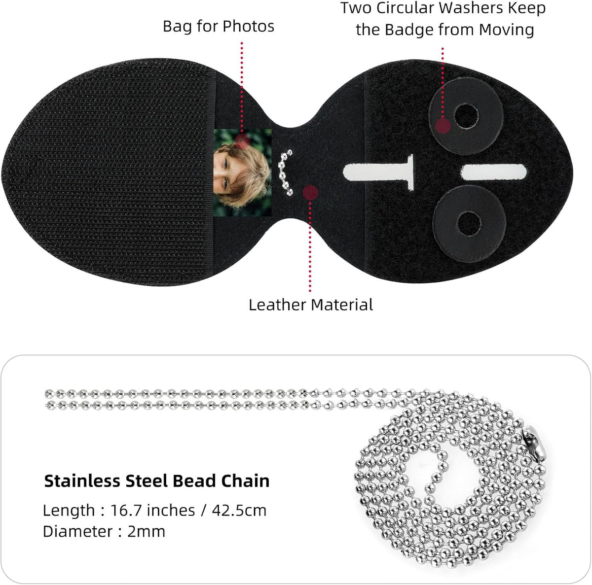 Black Cowhide Badge Holder with Belt Clip T98158