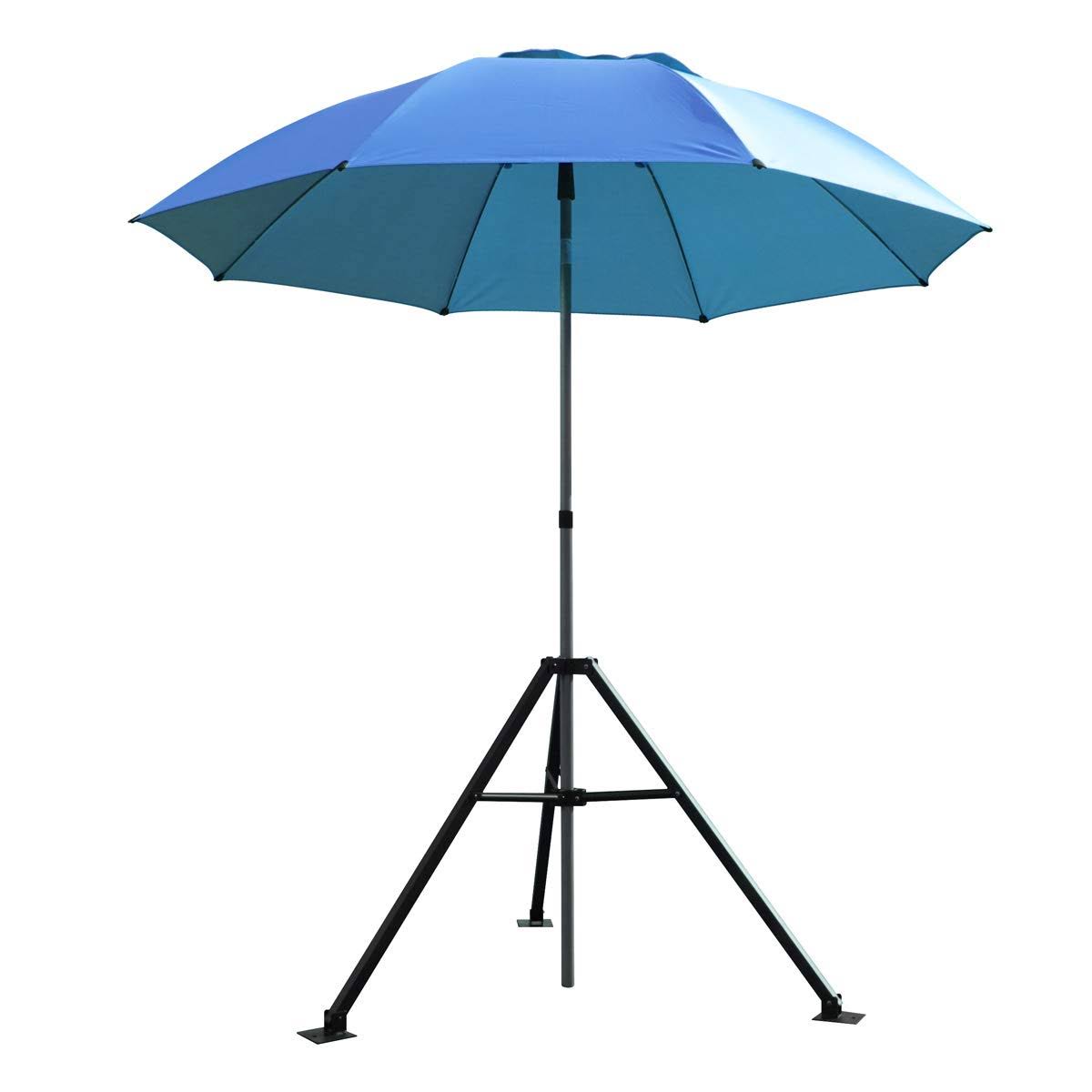 Blue Flame-Resistant Industrial Umbrella with Tripod Stand Set X781147