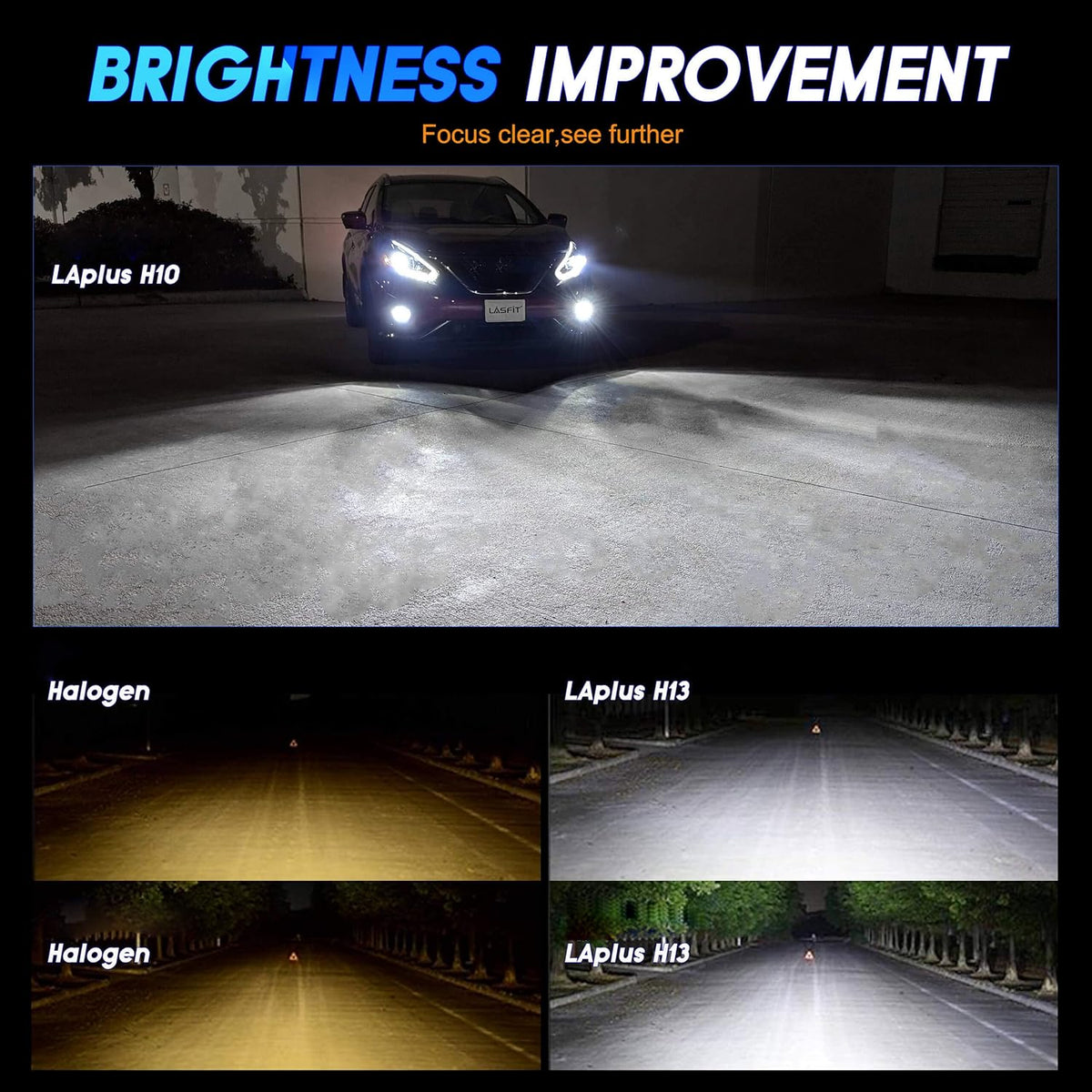 H13/9008 LED Bulbs Fog Light Combo Kits 12000LM 6000K White, Pack of 4 O685155