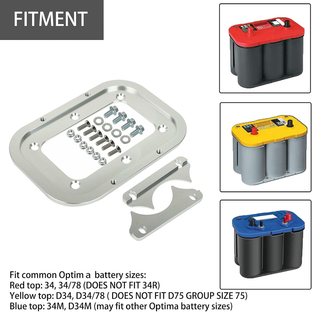 Red Yellow Blue Billet Aluminum Battery Tray Pack of 2 J9888