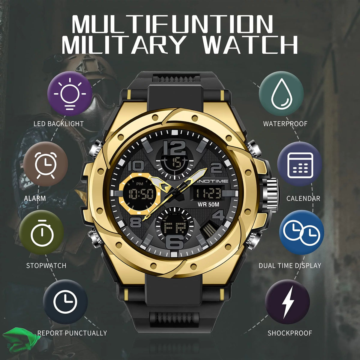 Waterproof Tactical Digital LED Watch L84511