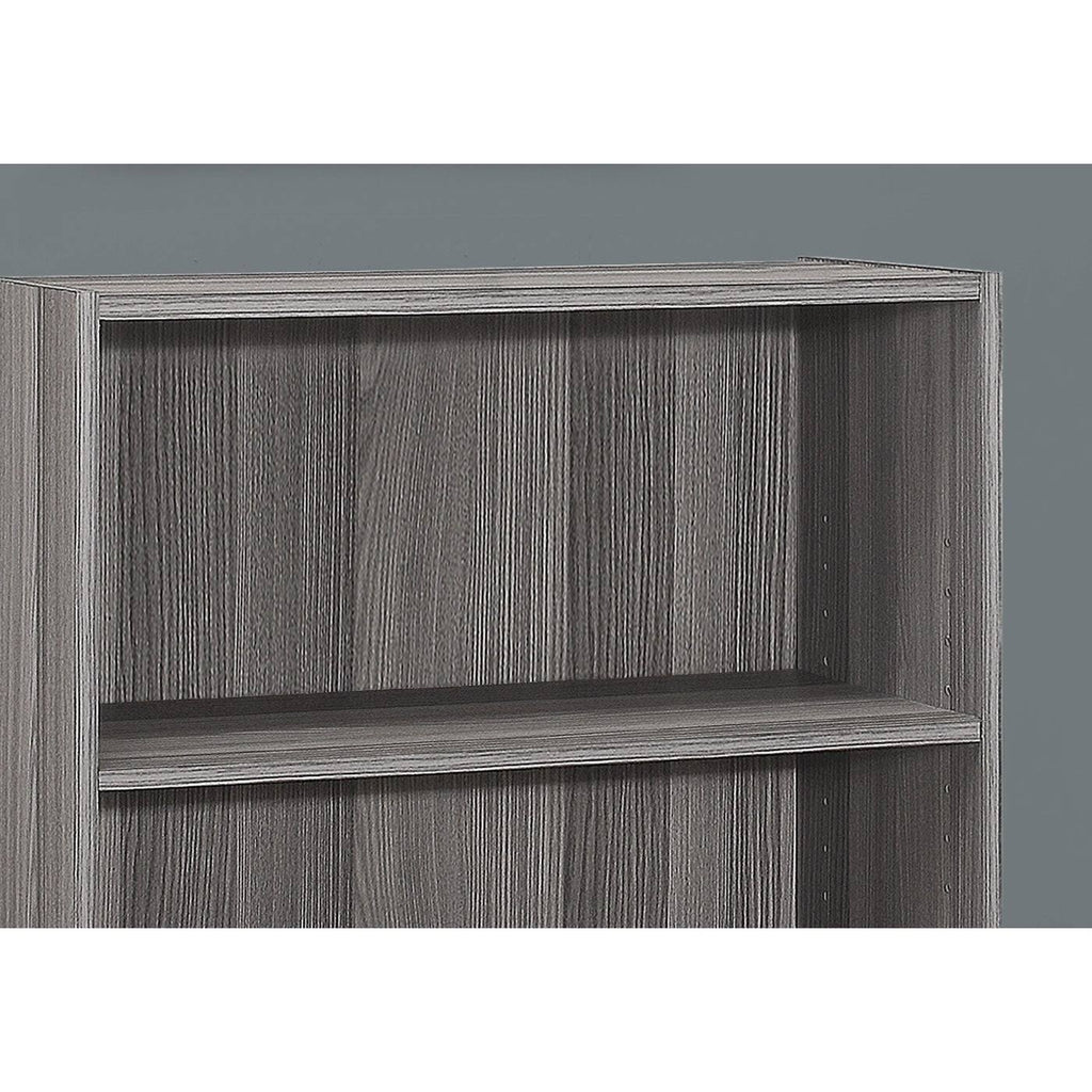 Gray Contemporary 3 Shelves Rectangular Bookcase K539335