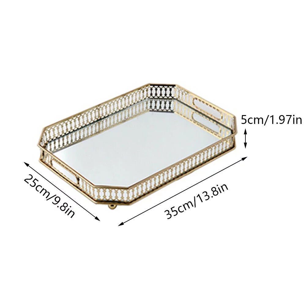Bathroom Vanity Tray Metal Glass Mirrored Tray C434913
