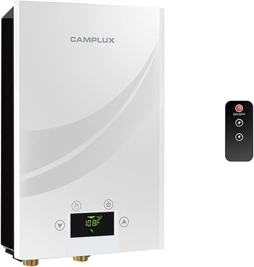 27kW 240V Electric Tankless Water Heater with Digital Display and Remote Control Black Z244293