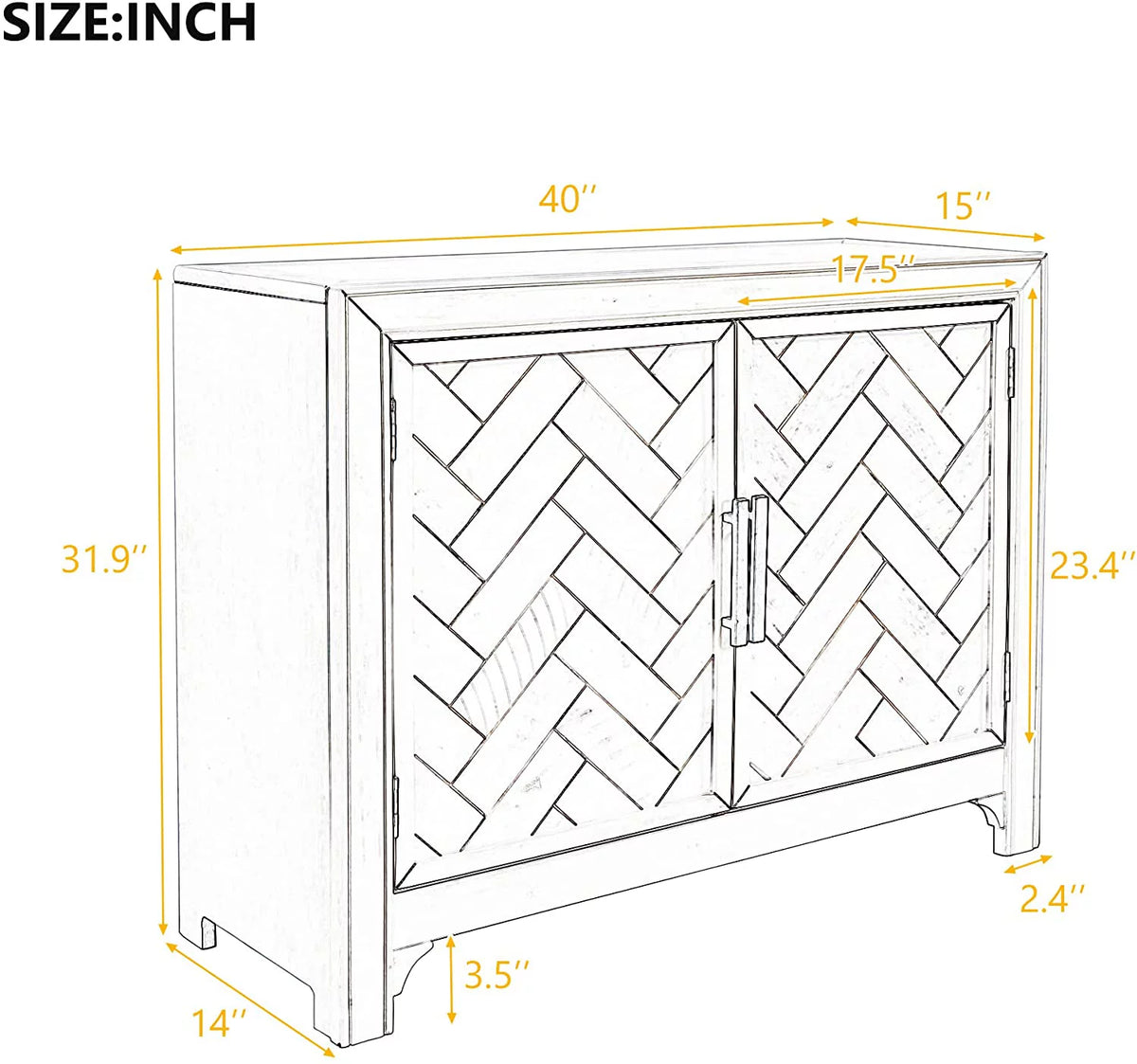 Wood Storage Cabinet Console Table 2-Door 2-Shelf I406330