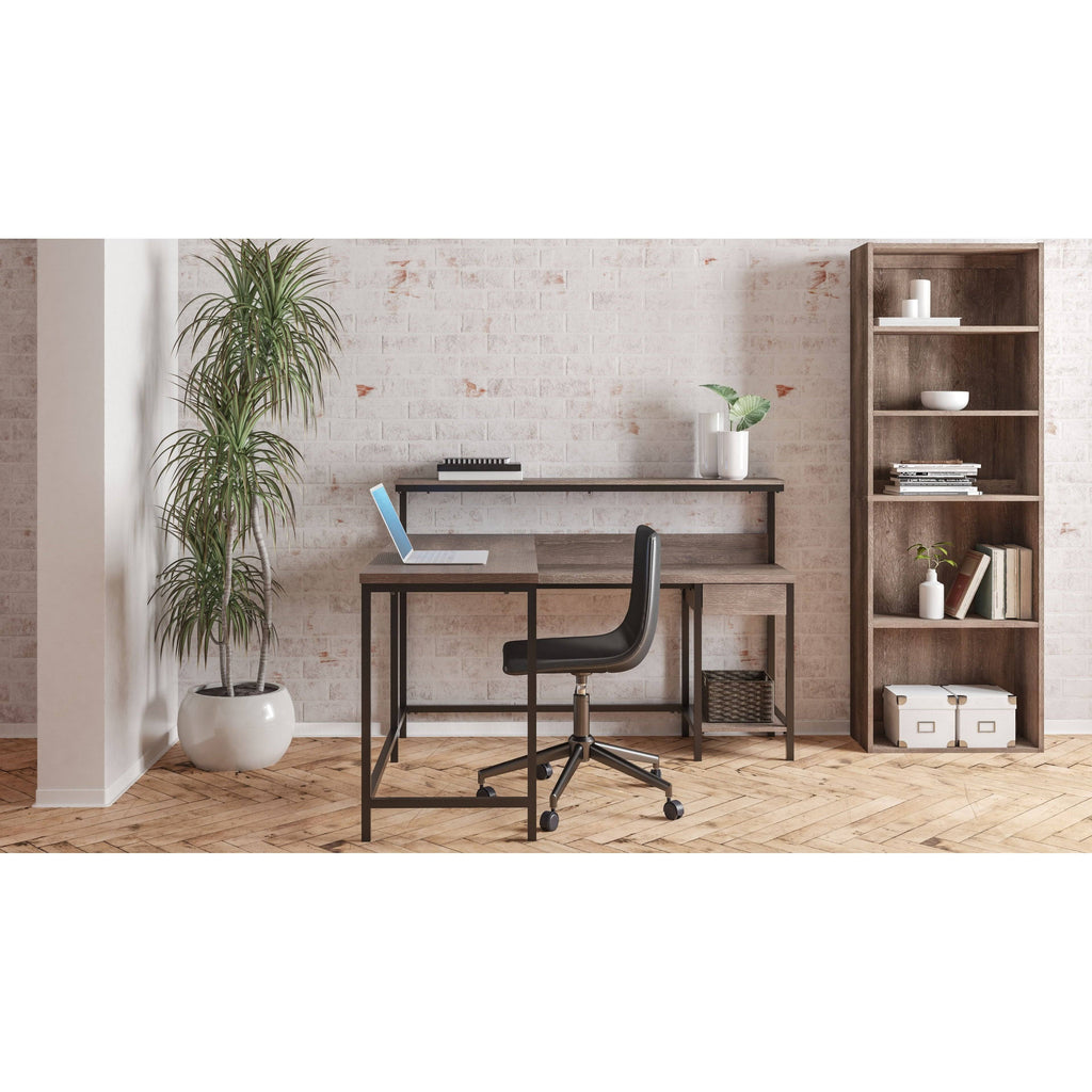Gray L-Desk with Storage I811