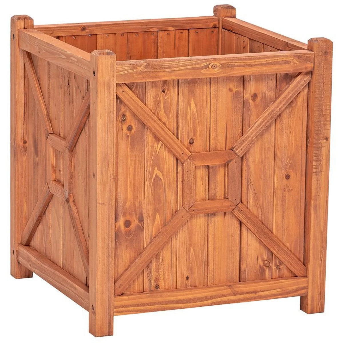 Medium Brown Wood Planter V5902