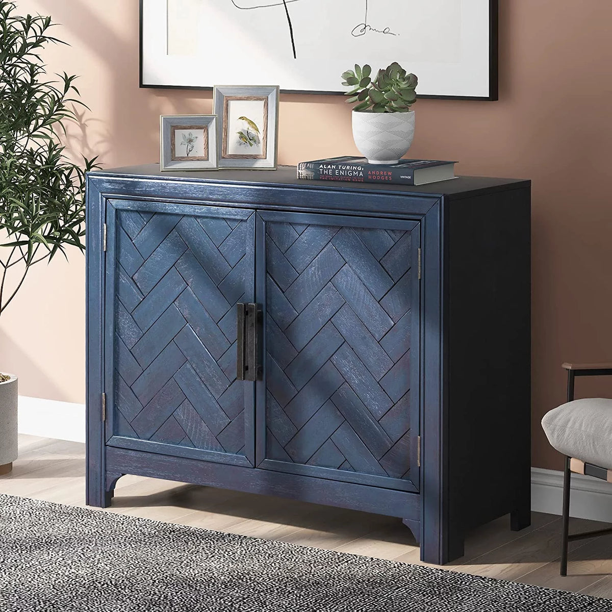Wood Storage Cabinet Console Table 2-Door 2-Shelf I406330