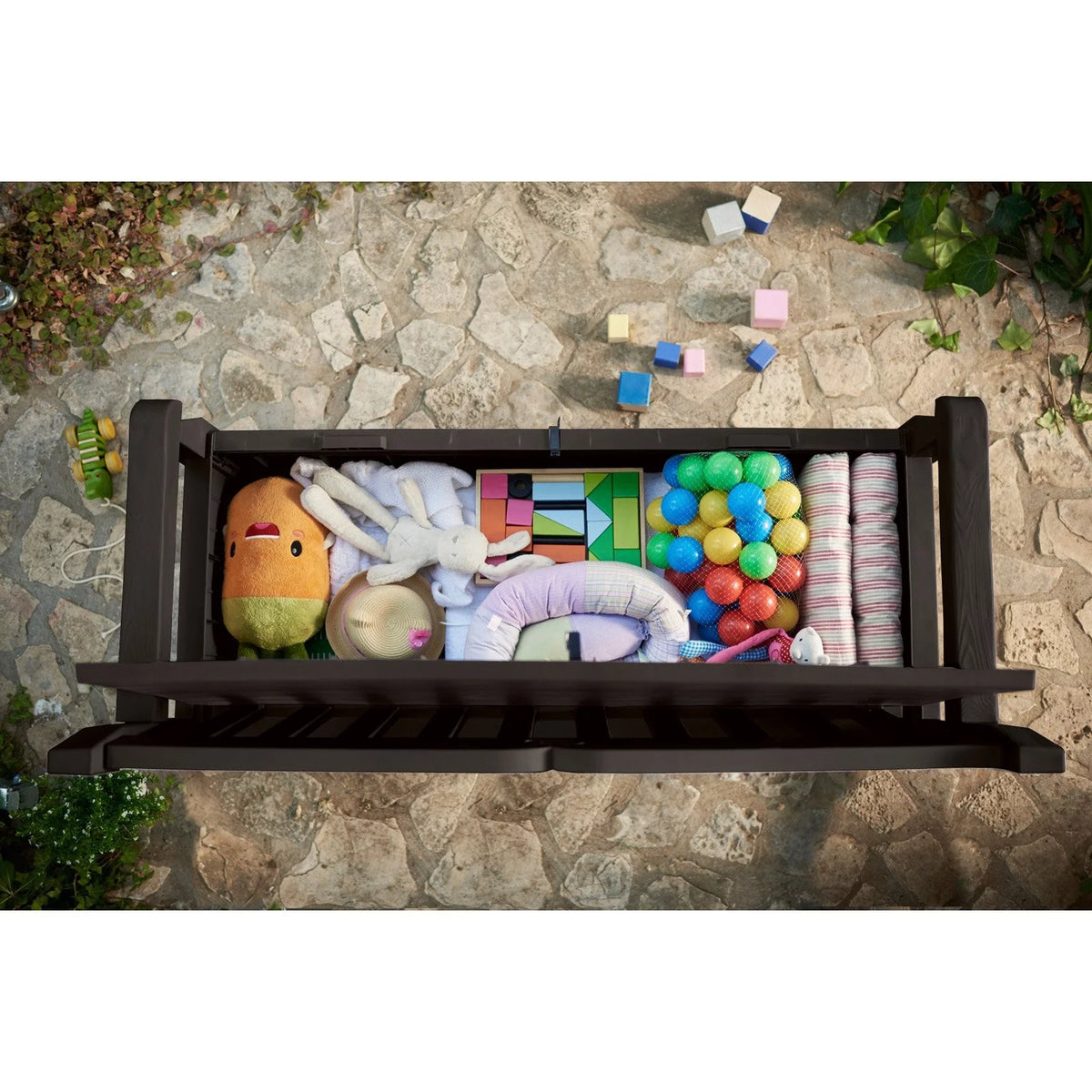 Outdoor Storage Resin Bench P1378