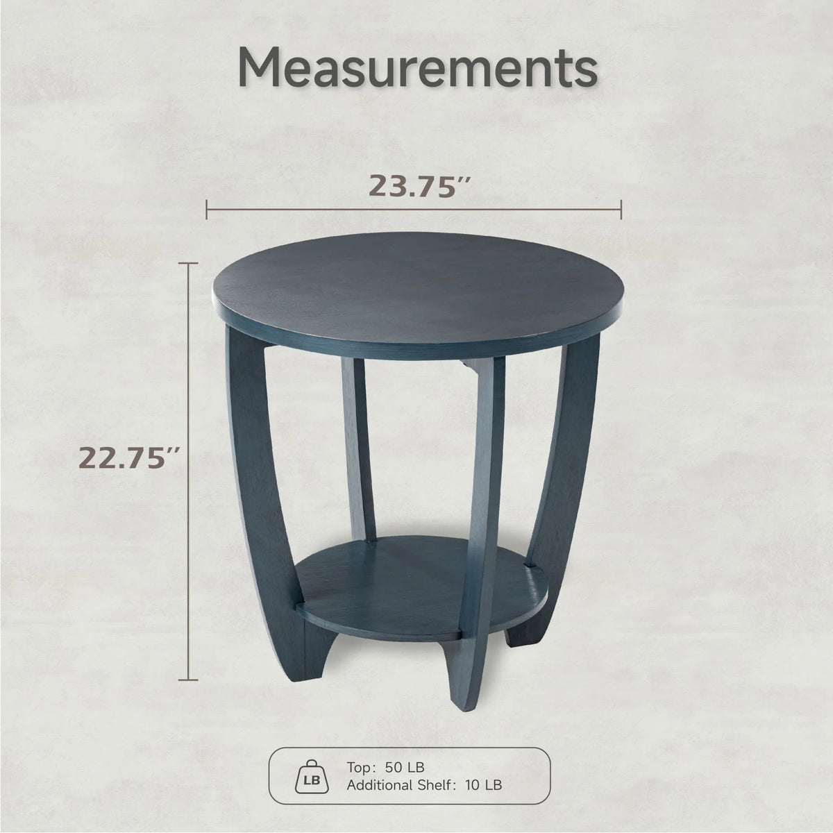 Rustic Round End Table with Storage Shelf O158704