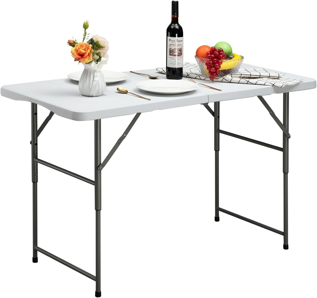 White 4ft Bi-Folding Plastic Dining Table P67841