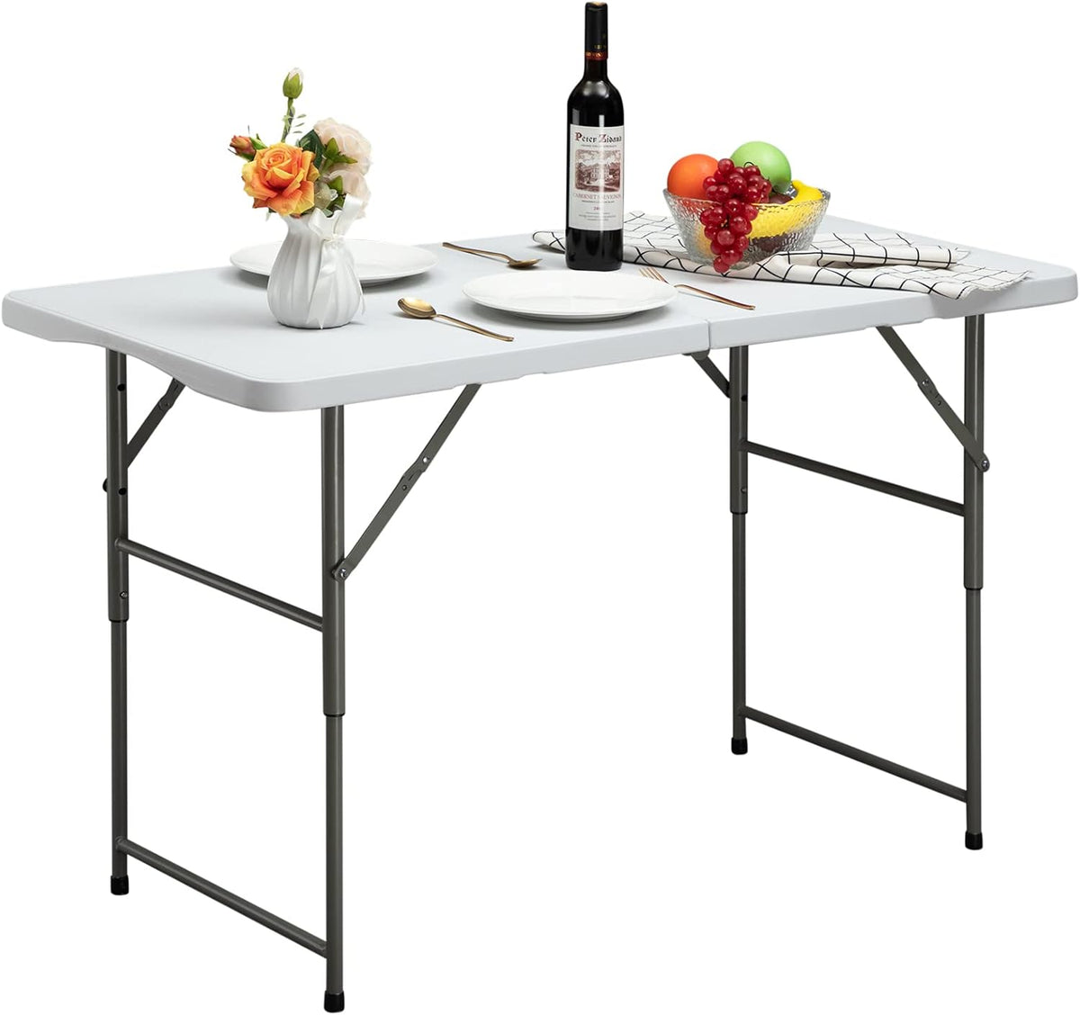 White 4ft Bi-Folding Plastic Dining Table P67841