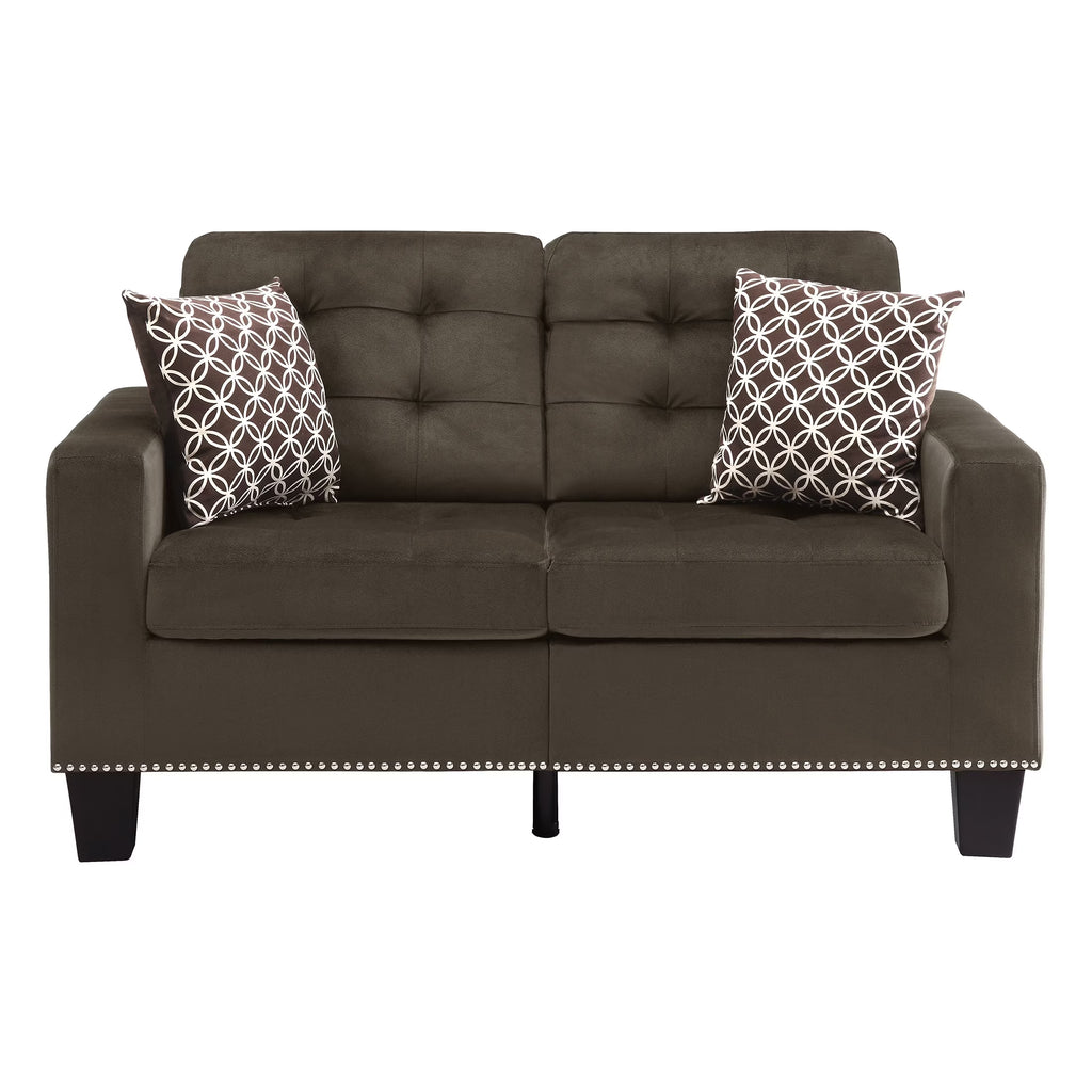 Chocolate Microfiber Upholstered Loveseat S653504