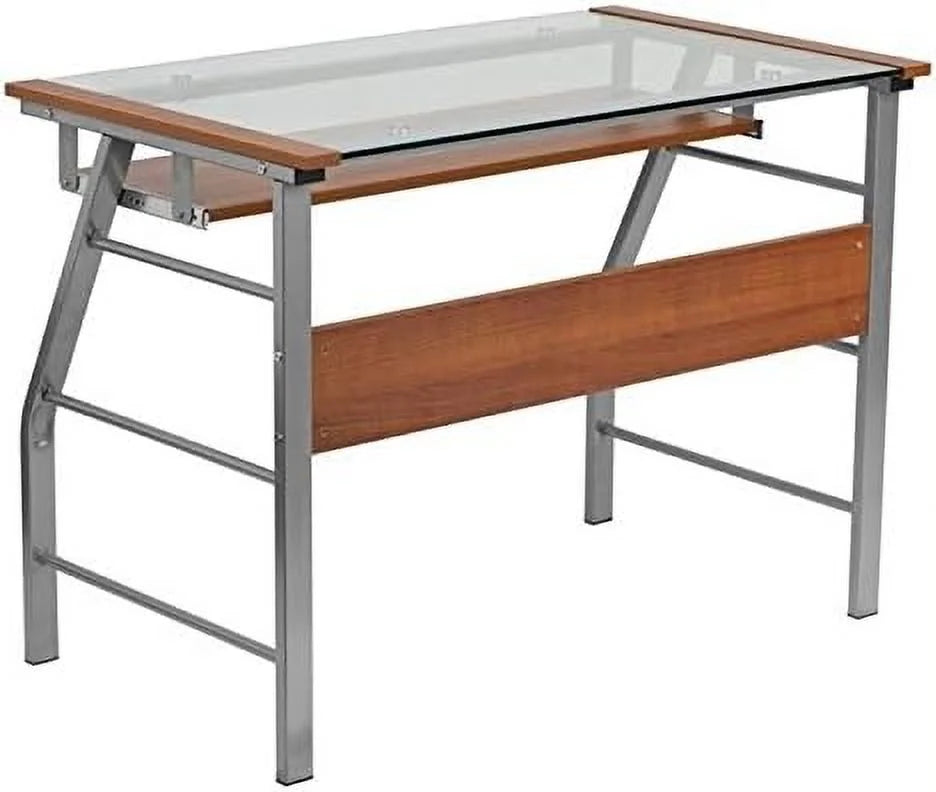 Tempered Glass Computer Desk With Pull Out Keyboard G469659