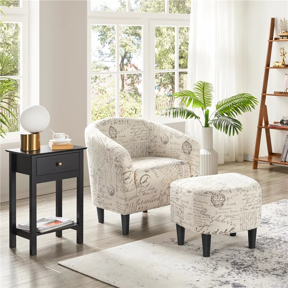 Fabric Accent Arm Chair and Ottoman Set K72617