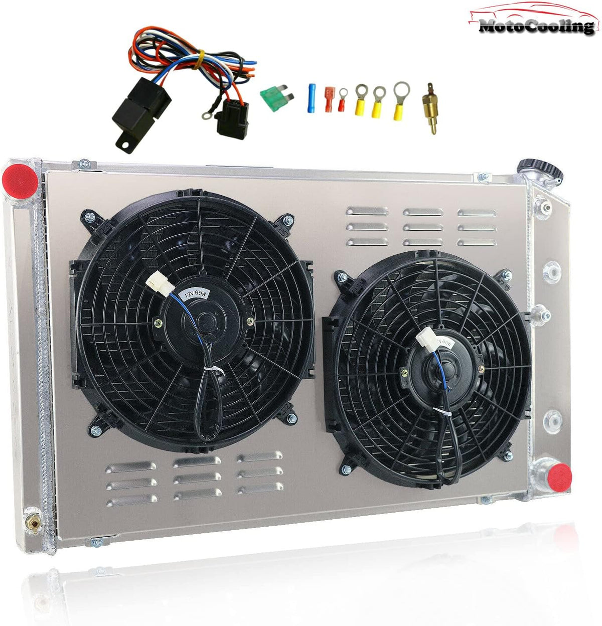 3 Row Aluminum Radiator with Electric Fan Shroud Relay C337