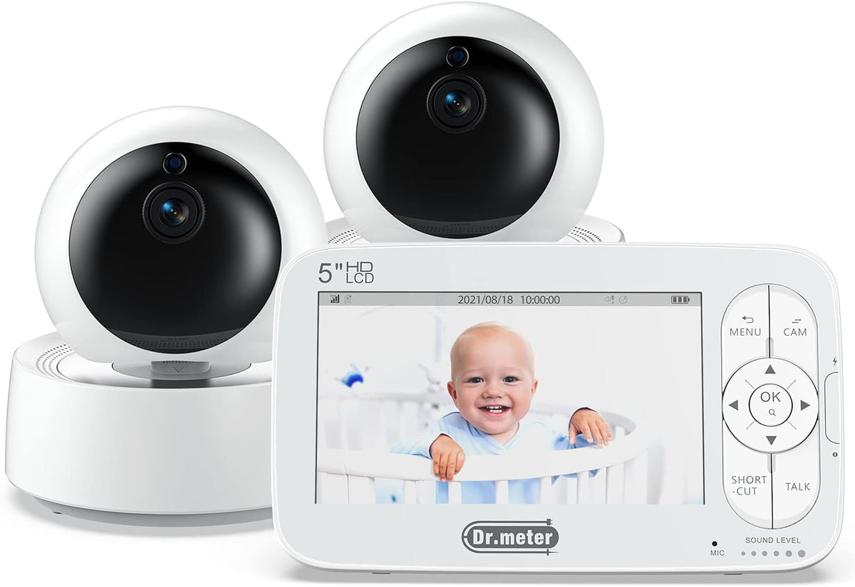 Baby Monitor with 5 LCD Screen, 720p HD, Remote PTZ, Two-Way Talk, Infrared Night Vision U96797