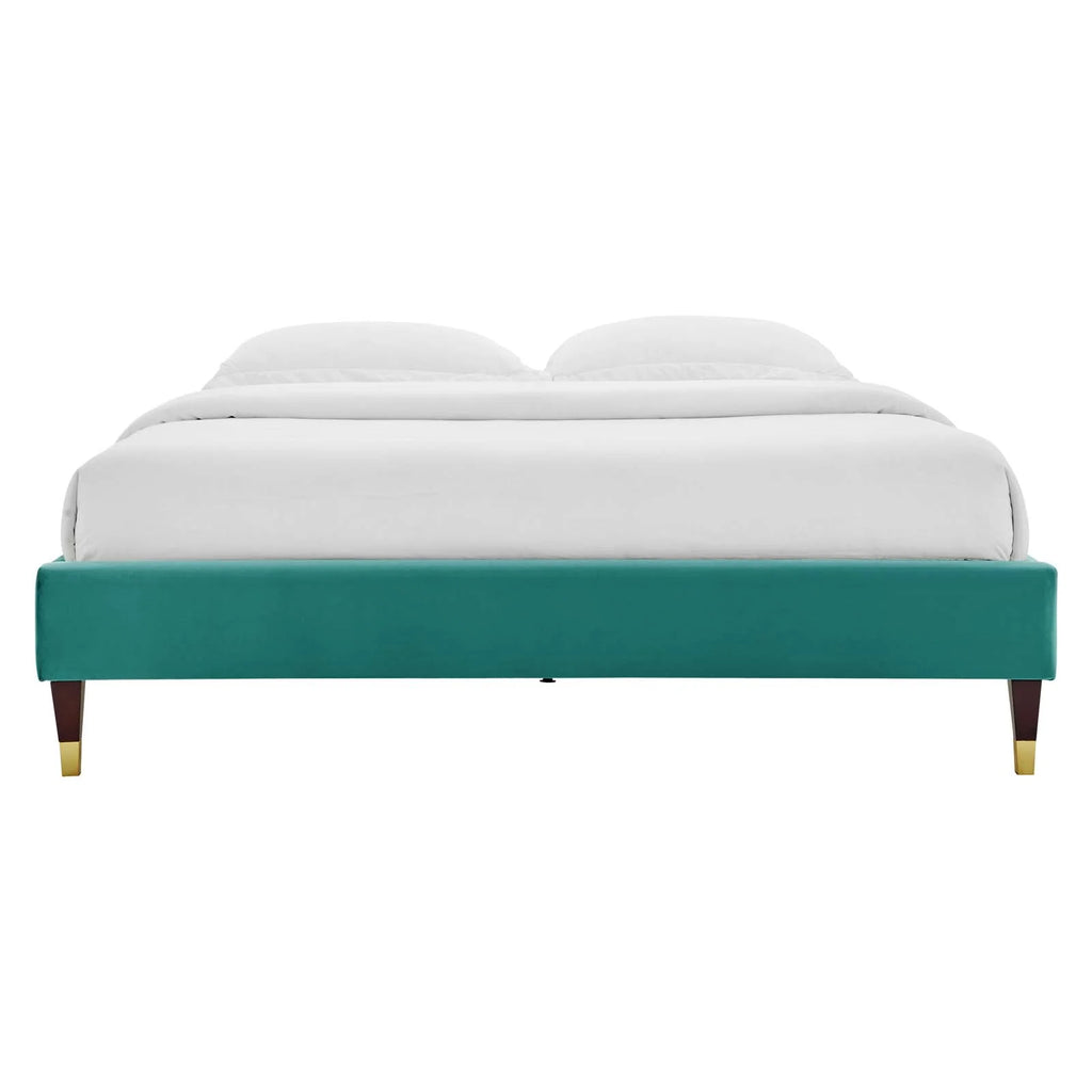 Teal Twin Performance Velvet Platform Bed Frame N927