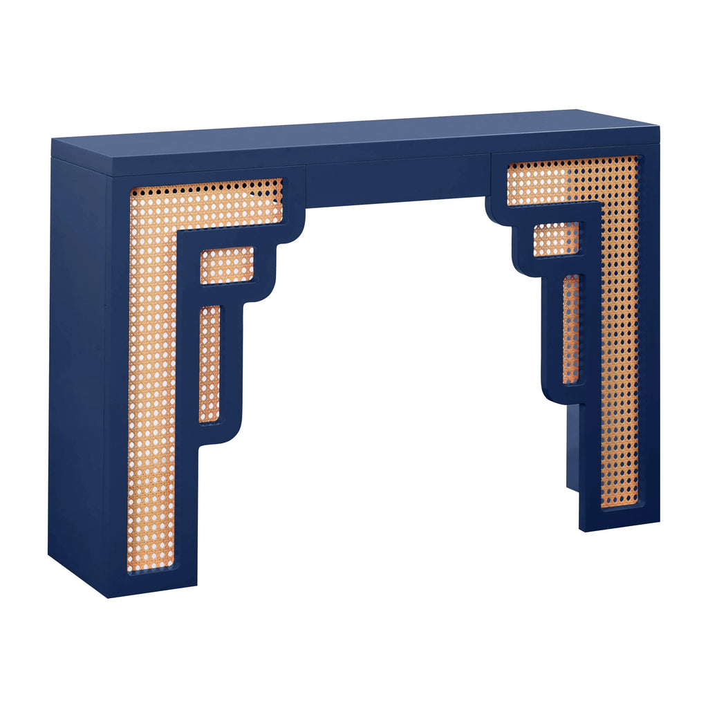 Navy Rattan Console Table W971