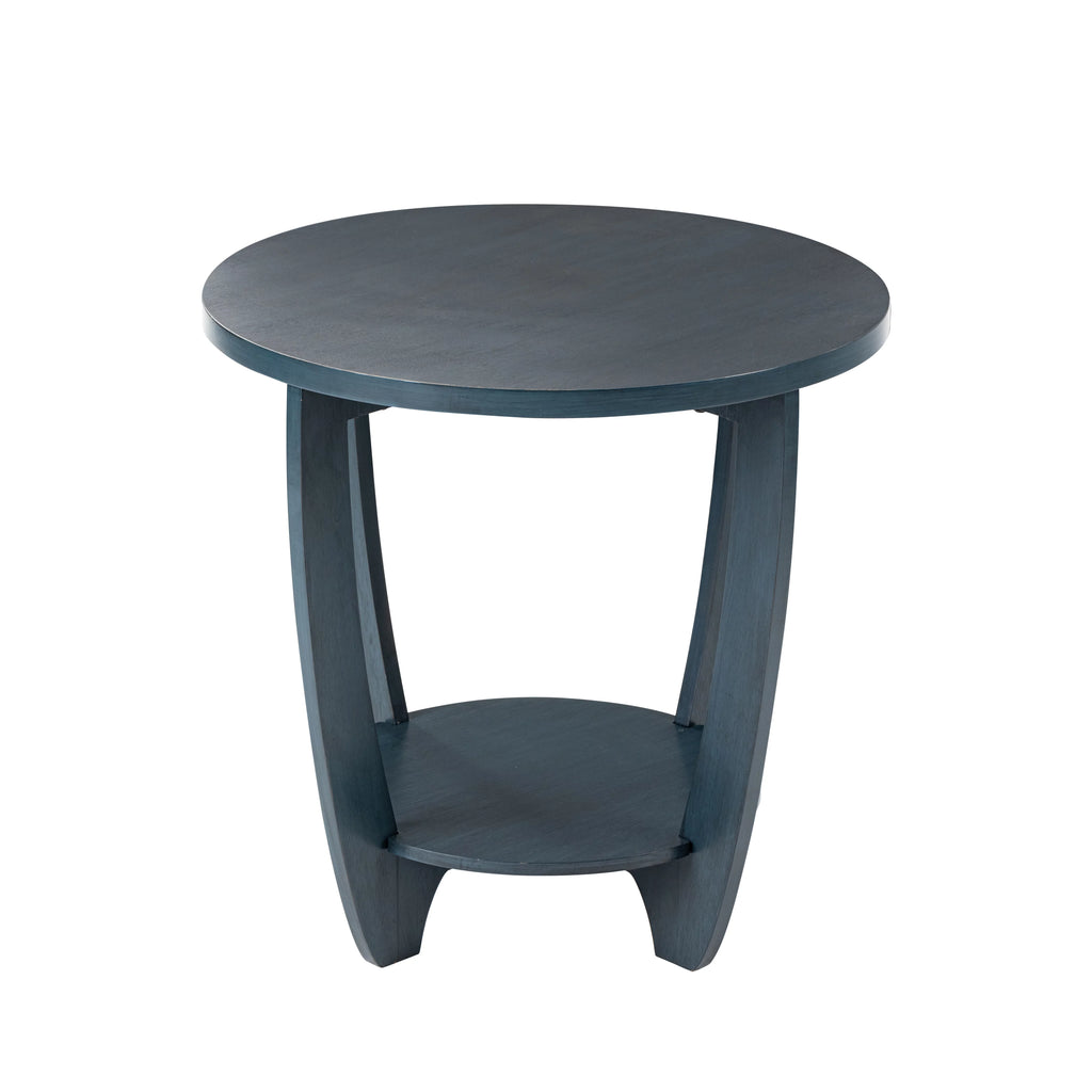 Rustic Round End Table with Storage Shelf O158704