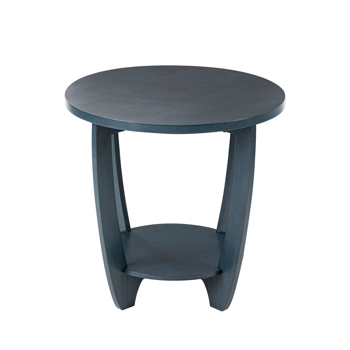 Rustic Round End Table with Storage Shelf O158704