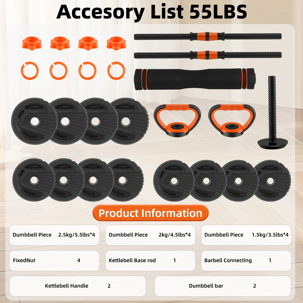 55 Lbs Adjustable Dumbbell Set K566659