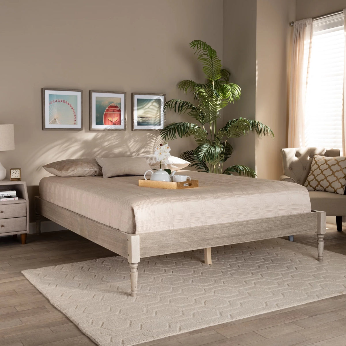 Antique Oak Wood Platform Bed Frame Full T1577