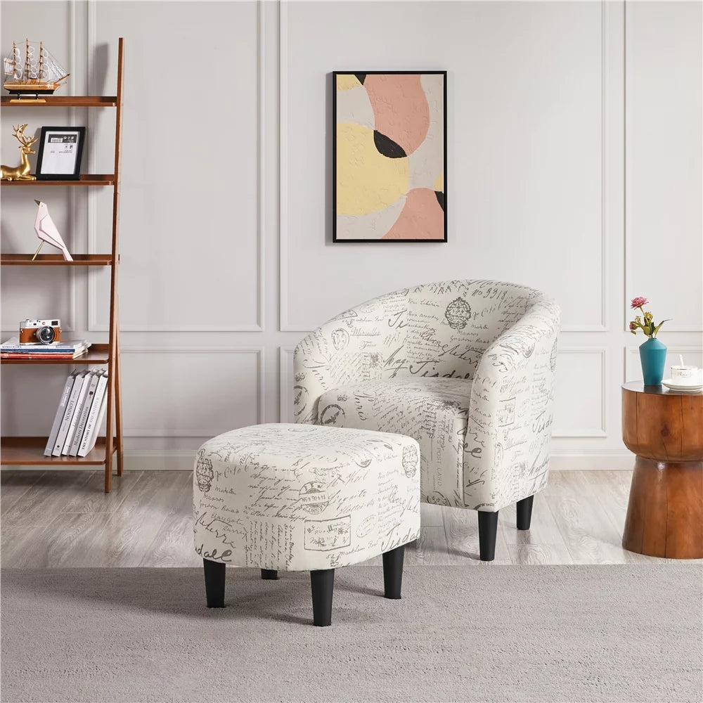 Fabric Accent Arm Chair and Ottoman Set K72617