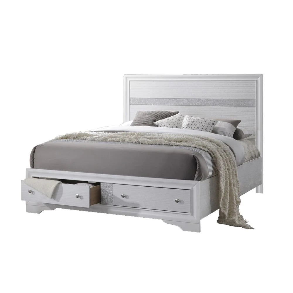 White 6 Piece Bedroom Set with Eastern King Platform Bed I925299