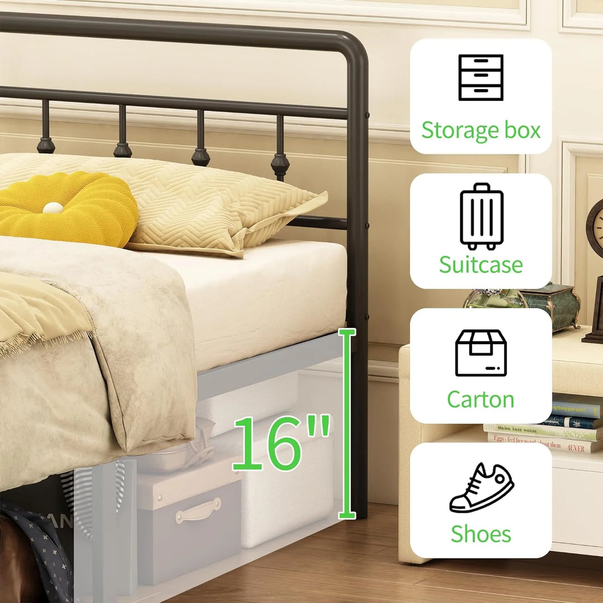 16 inch Twin XL Bed Frames with Headboard and Footboard Q218365