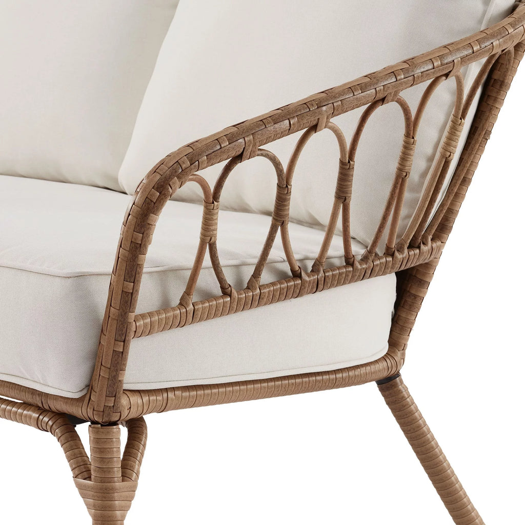 Beige Wicker Outdoor Loveseat and Ottoman Set D866029