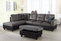 3 Piece Sectional Sofa Set with Right Facing Chaise and Storage Ottoman O441